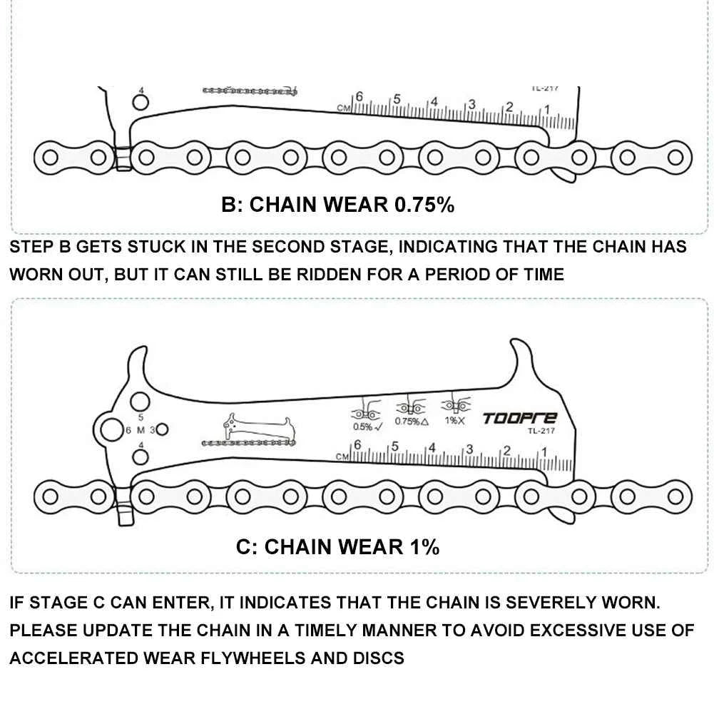 3 in 1 Bicycle Chain Checker Bike Chain Wear Indicator Tool Bicycle Chain Hook Bike Bolt Measurement Tool