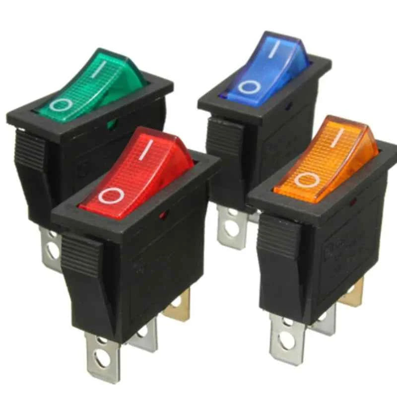 8/24Pcs AC 250V/15A 125V/20A Illuminated LED On/Off SPST 3 Pin 2 Position Mini Boat Rocker Toggle Switch Snap for Househould DIY