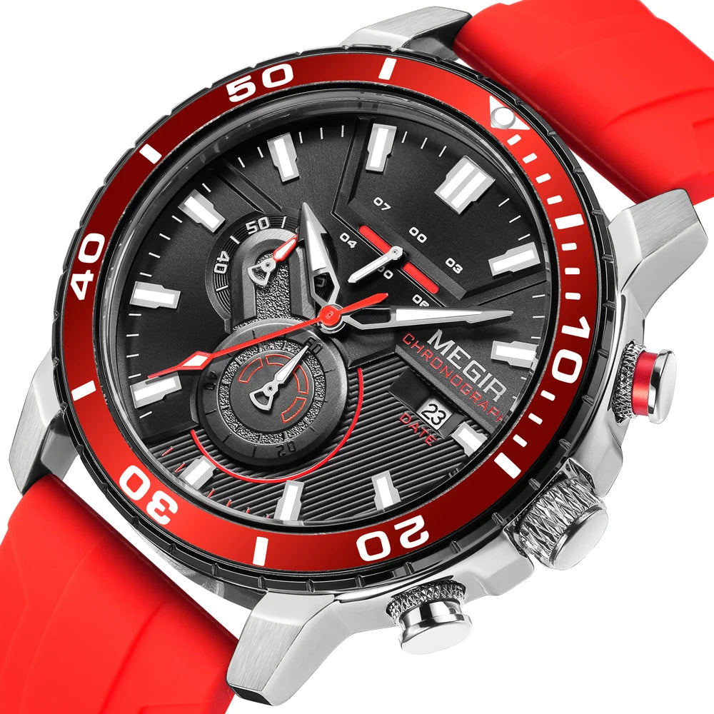MEGIR Men Wristwatch Fashion Casual Quartz Date Watches Luxury Male Clock Chronograph Multifunctional 30M Waterproof Sport