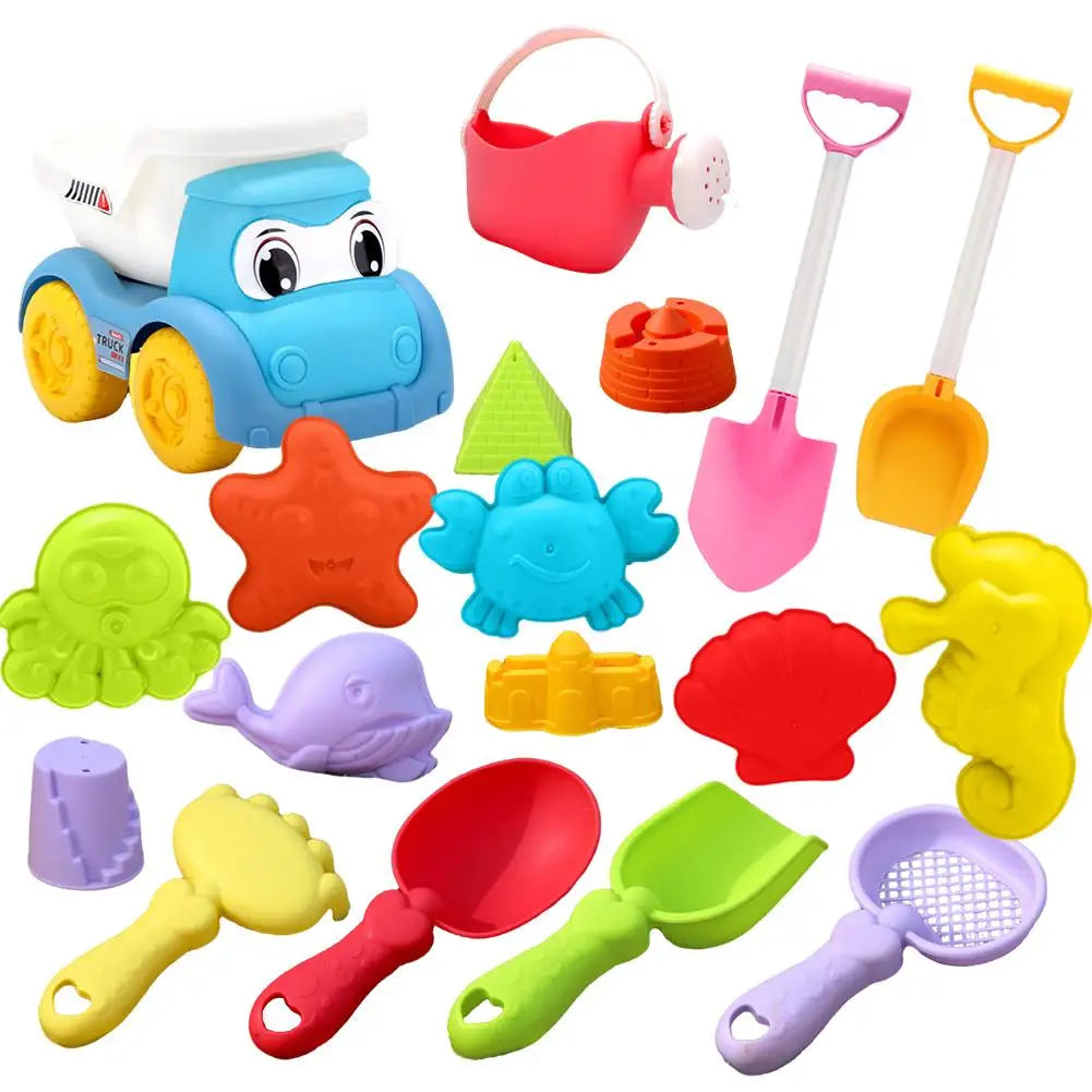 Kids Beach Toy Set Baby Sand & Water Play Kit with Bucket Shovel Rake Watering Can Summer Outdoor Sandbox Tools