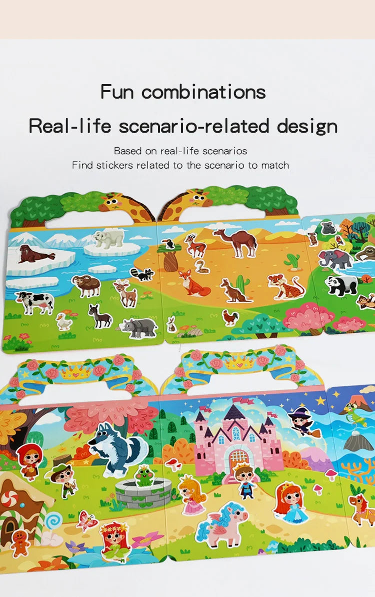 Kids' DIY Creative Jelly Sticker Book Reusable Portable Quiet Busy Paste Sticker Toy for Children
