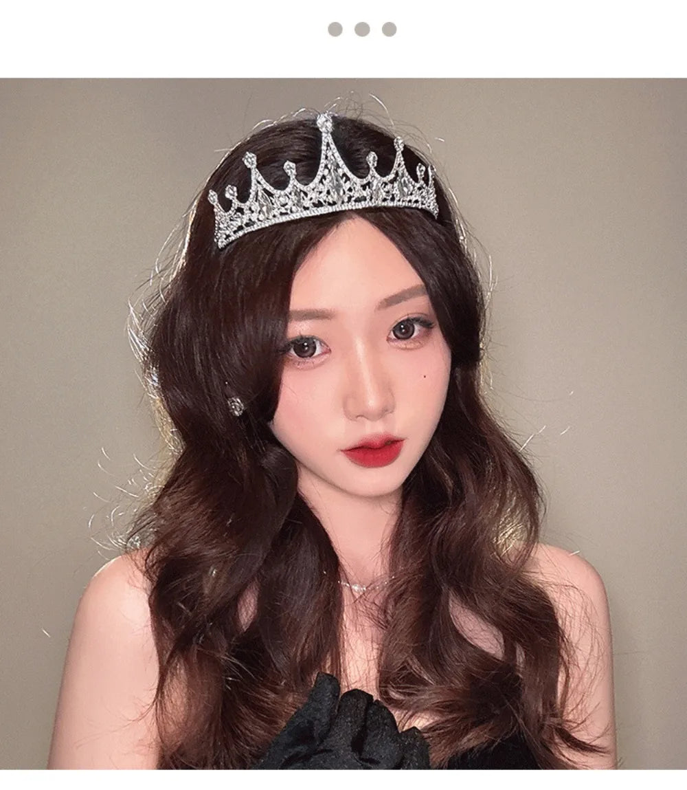 Children's Princess Crown Crystal Tiara Girls Hair Accessories High-end Atmosphere Dance Performance Birthday Gift Crown
