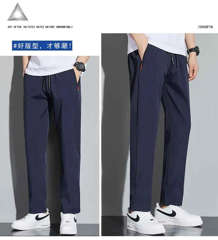 Men's Casual Pants Business Stretch Slim Fit Elastic Waist Jogger Korean Classic Blue Black Gray Male Brand Trousers