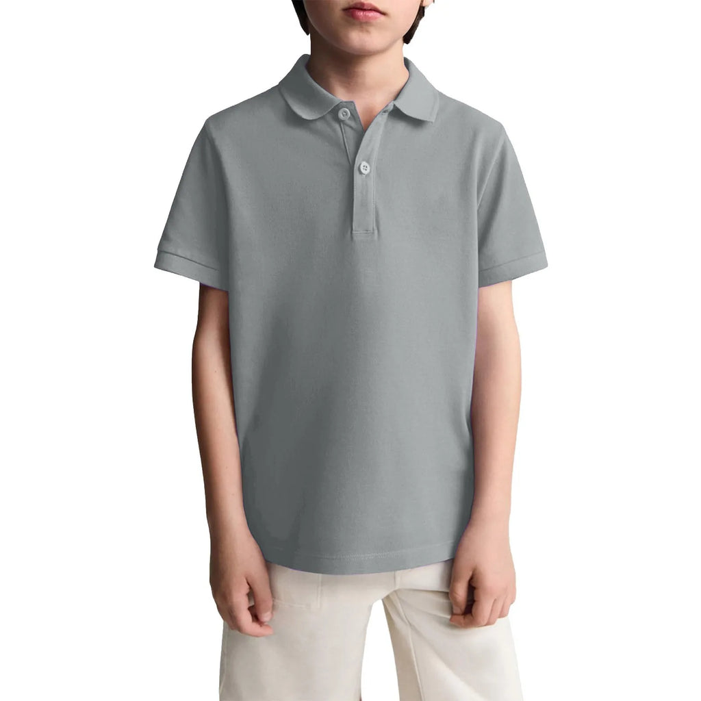 Polo Shirts Kids Basic Simple School Student Uniforms Class Uniforms Cultural Shirts Quick-Drying Turn-Down Collar for 6-11years