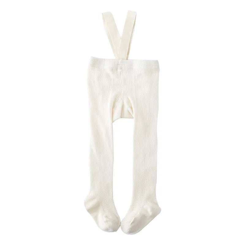 Newborn Baby Boys Girls Pantyhose Solid High Waist Ribbed Knit Tight Infant Spring Autumn Strap Leggings