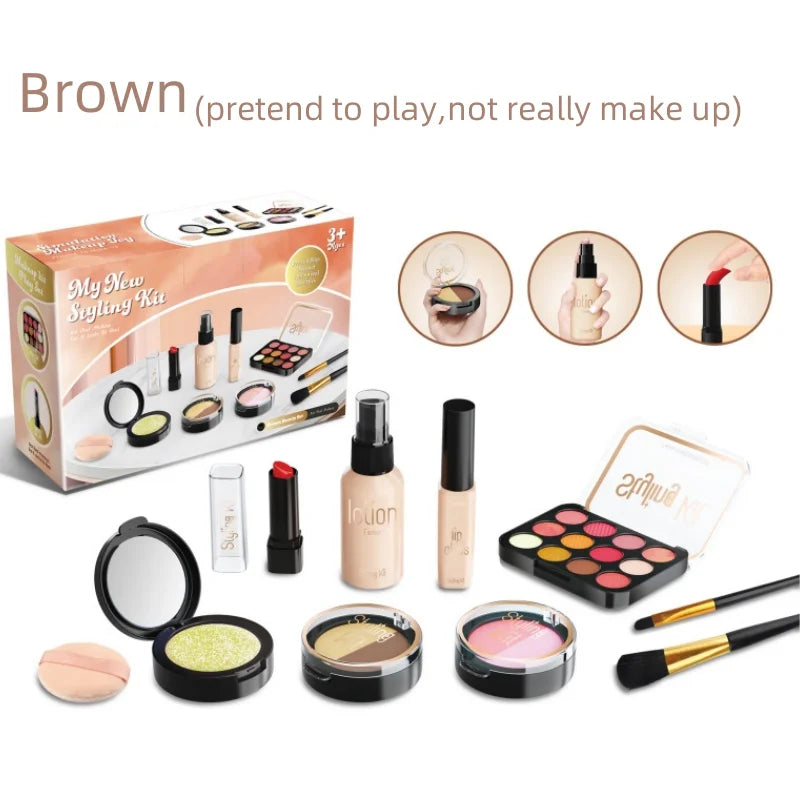 Kids Pretend Makeup Play Set for Ages 3-6 Girls, Children's Cosmetic Simulation Toy Kit, Fashion Styling Beauty Set For Girls