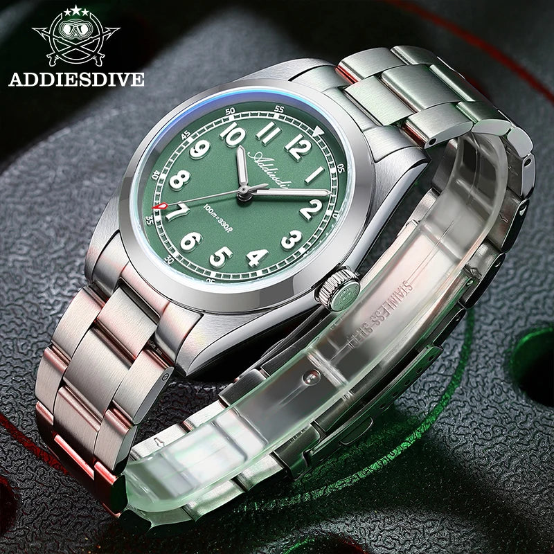 ADDIESDIVE Top Brand Mens Quartz Watch Sapphire Crystal  BGW9 Luminous Waterproof 100m Waterproof Vintage Watches NEW Ultra-thin