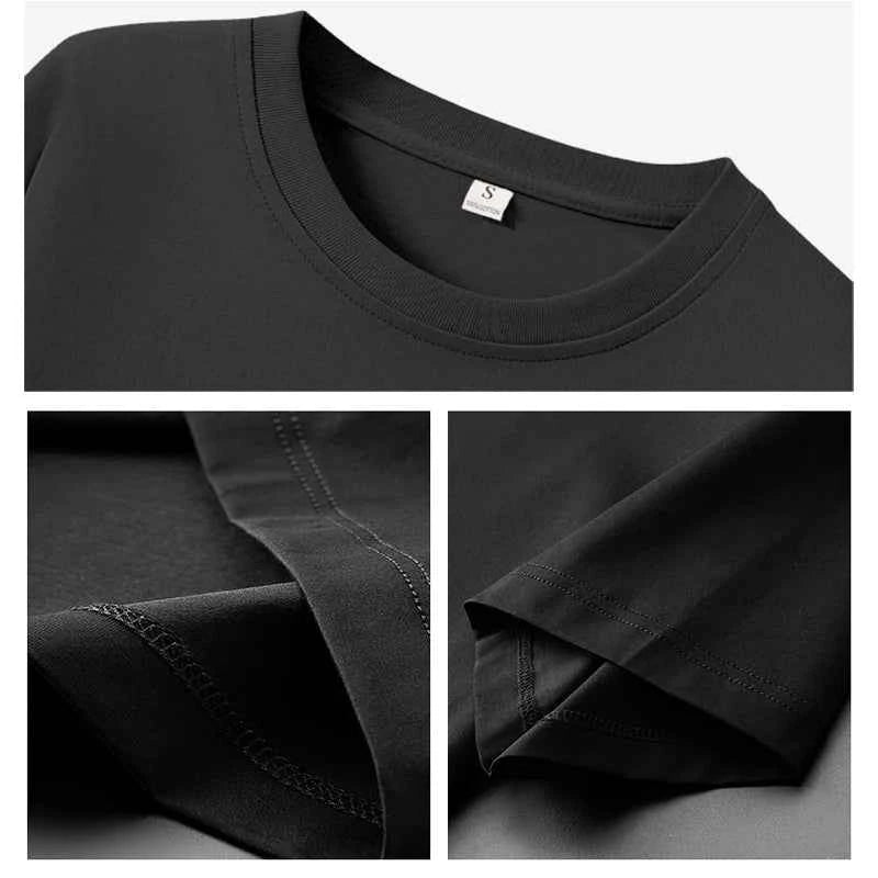 Cotton Short Sleeve Tops 220 Grams Heavy T-shirt Y2k Casual Comfortable Tee Shirt Black & White O-neck Woman Clothing YH2532