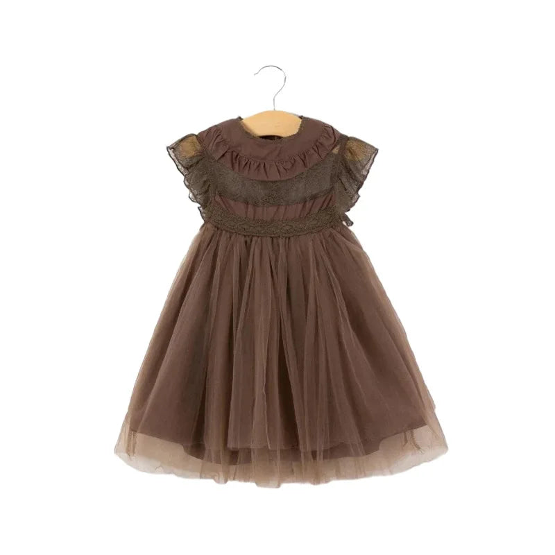 Bohemia Summer Dress For Girls Tulle Lace Sleeveless Princess Flower Girls Wedding Birthday Ball Gown Party Dresses Clothes