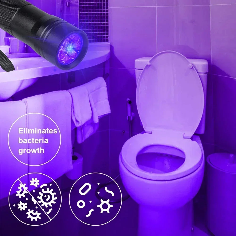 9/12 LED Protable UV Flashlight Black Light 395 NM Ultraviolet Torch Blacklight Detector for Dog Urine Pet Stain and Bed Bug