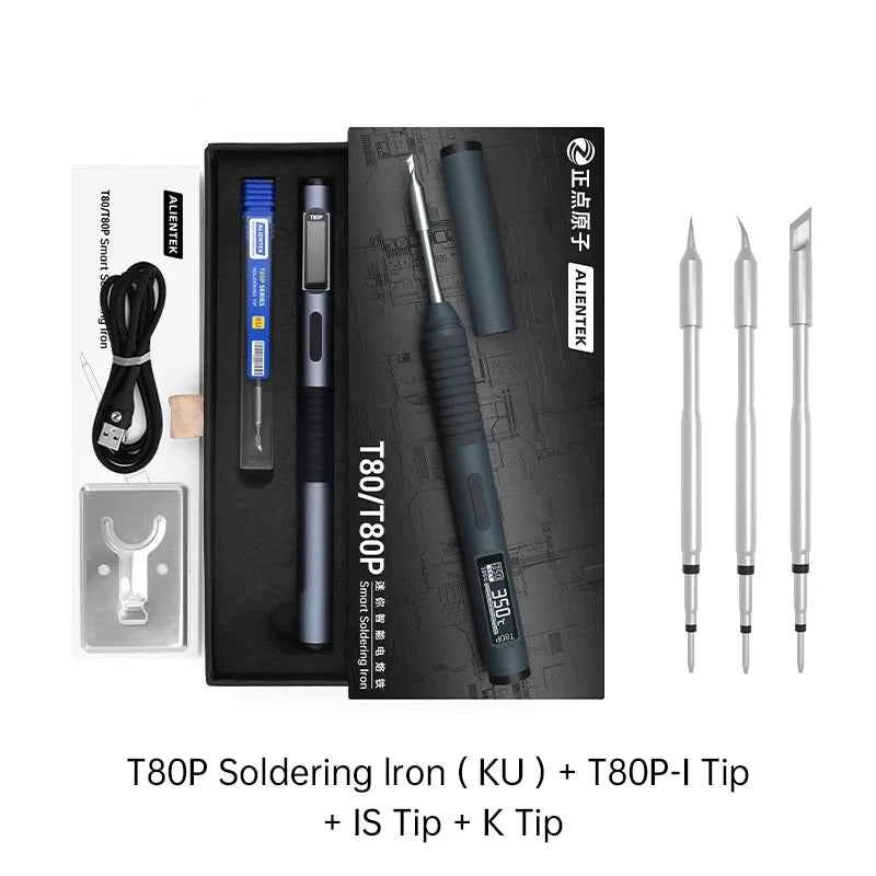 ALIENTEK T80 T80P Soldering iron DC 20V 80-450℃ Adjustable Temperature Precision Repair Station PD 100W Portable Heat Tool