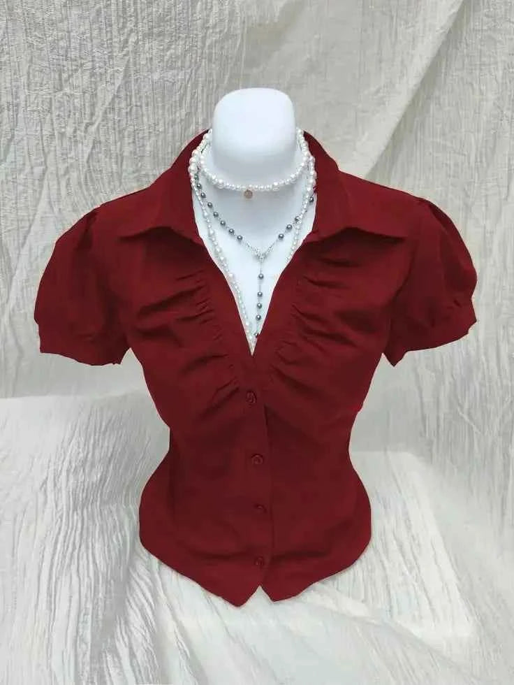 Vintage Aesthetic Women Personality Y2K Slim Clothing Fashion Shirts Harajuku Short Sleeve Tops Female Hot Classic Casual Tee