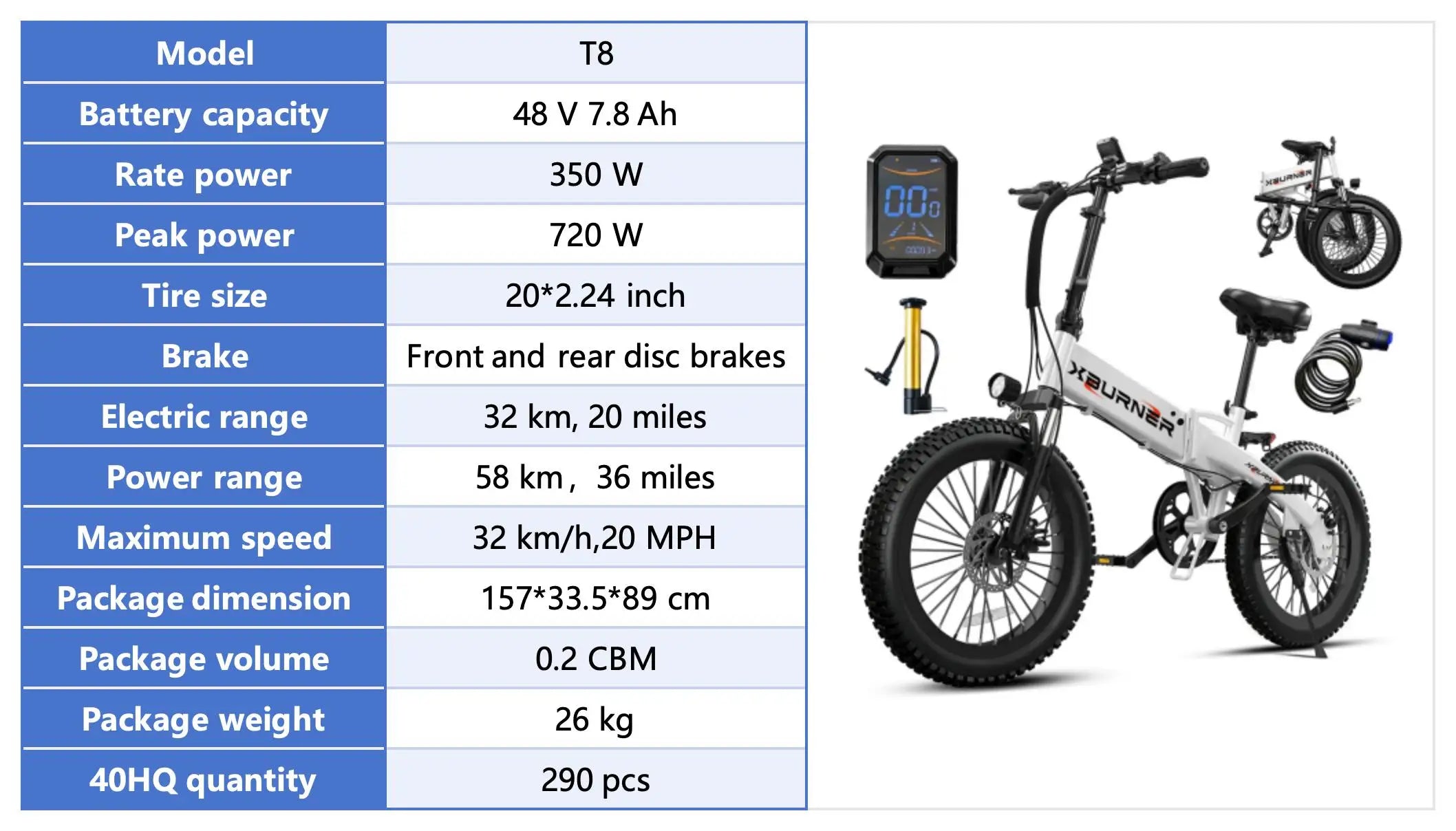 Free Shipping Folding Electric Bike with Front Suspension 20Inch 48V 720W 45Miles 5 Speed for Comfort Riding US Stock