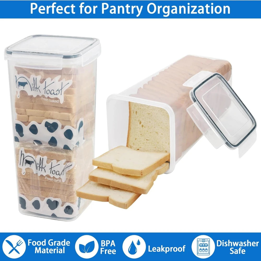4 Liter Bread Storage Container, Plastic Bread Box with Sealing Lid, Bread Storage Box, Sandwich Bread Dispenser Bread Storage