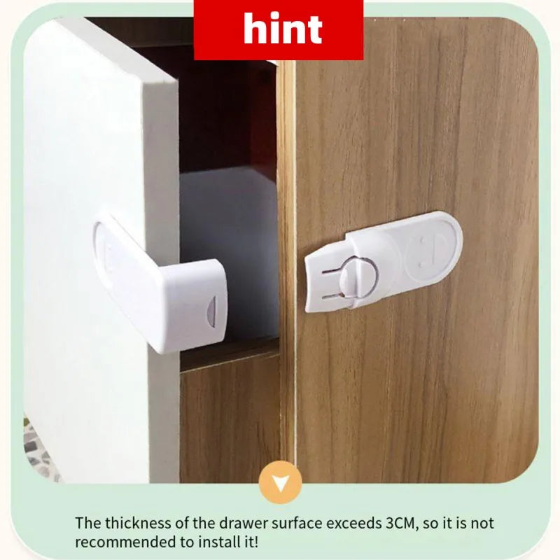 Baby Safety Lock Drawer Anti-Pinching Hand Cabinet Drawer Locks Plastic White Safety Buckle for Children Security Protection