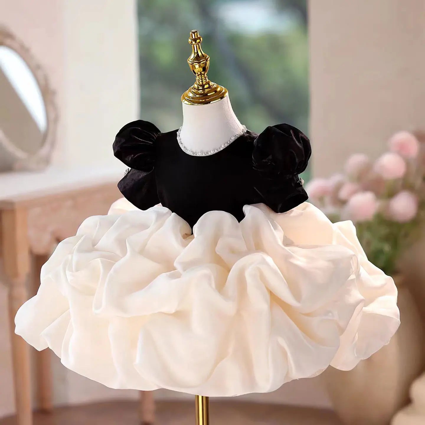 Jill Wish J560 Elegant White Flower Girl Dresses Knee Length with Hairband for Children Wedding Birthday Party Pageant Ball Gown