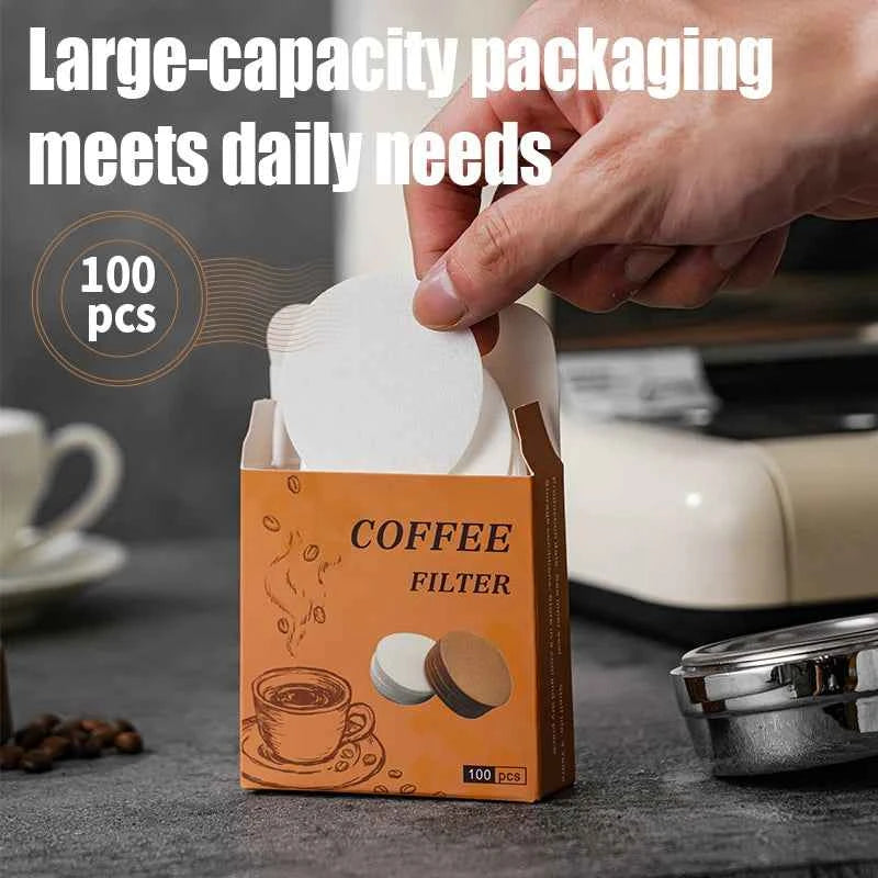 100 Pcs Coffee Paper Filter for Espresso Coffee Maker, 51/53/58mm Unbleached Espresso Filter Puck Screen Portafilter Paper