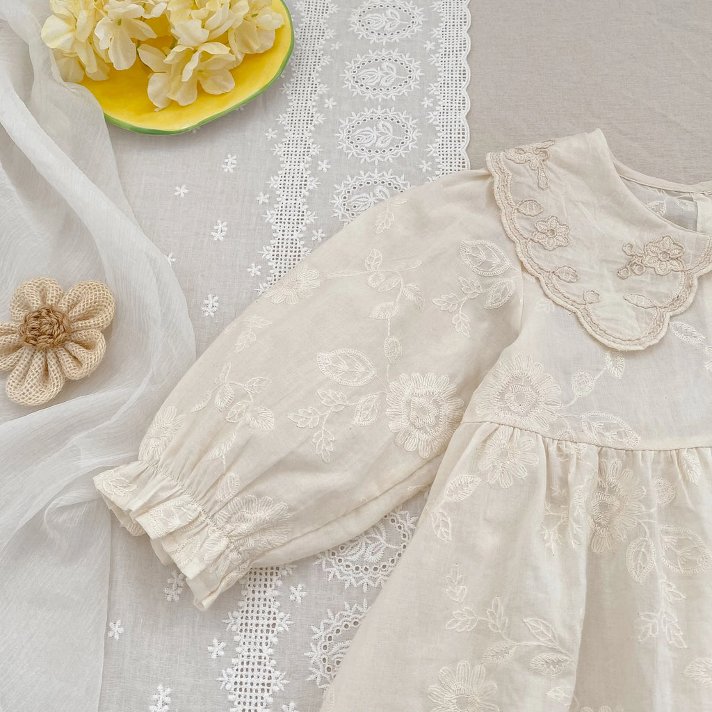 Autumn Baby Bodysuit Sisters Dress Flower Embroidery Dress Infant Girls Toddler Outfit  Baby Girls Rompers Family Sister Dress