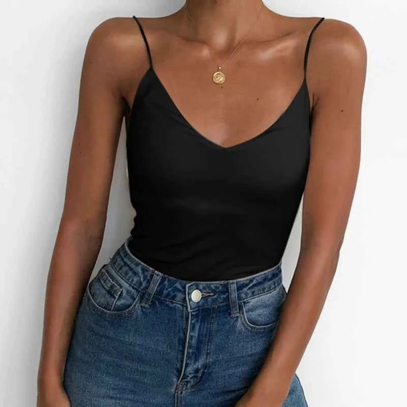 Summer Sexy Women Thin Wild Solid Camis Vest Tank Tops Female Strap Basic Tops Slim Sleeveless Camisole