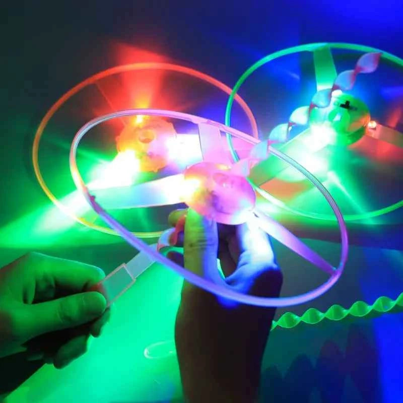 LED Luminous Bamboo Dragonfly Flying Saucers Outdoor Night Shooting Helicopters Flying Toys Kids Birthday Party Props Toy
