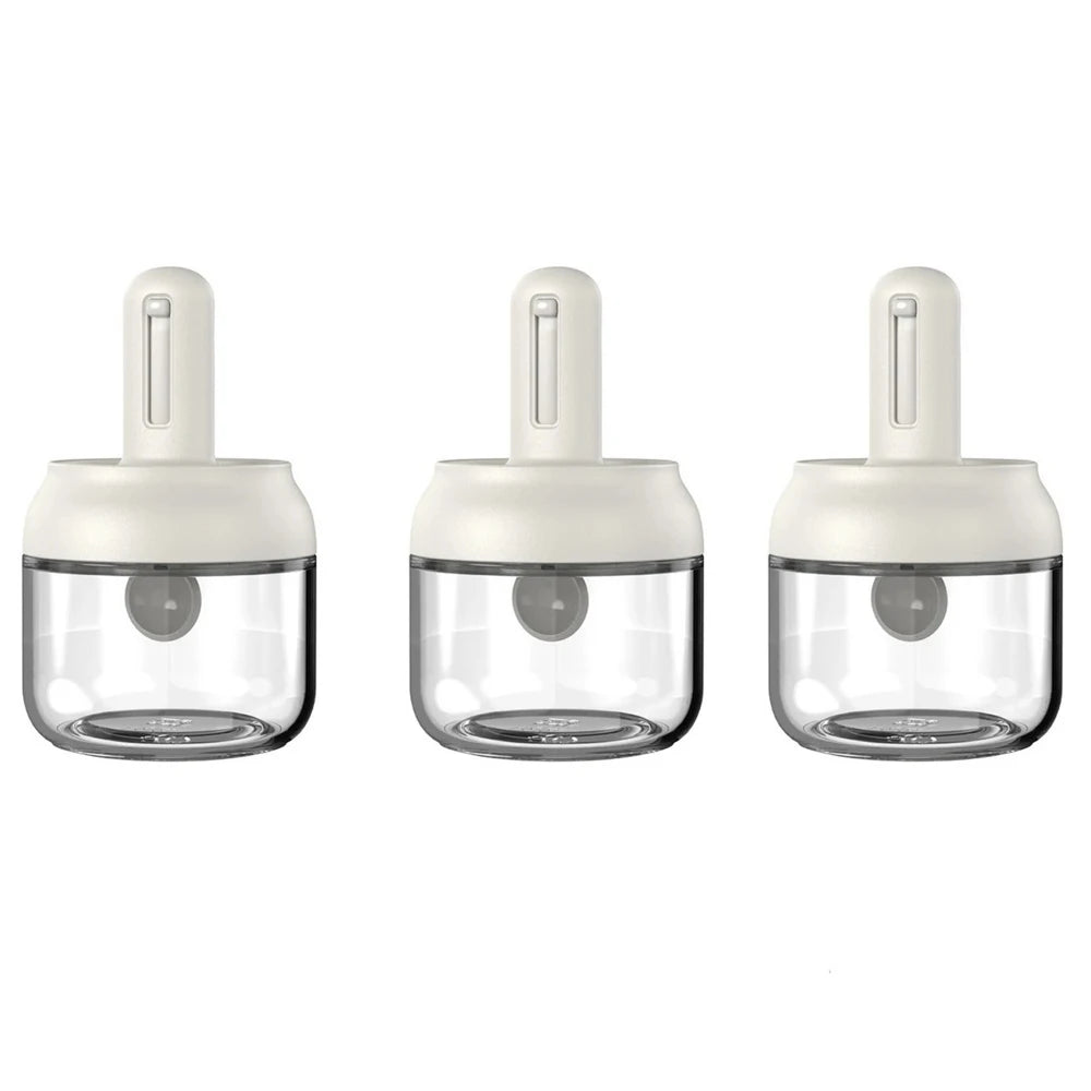1/3 pcs Glass Seasoning Bottle With Telescopic Spoon Household Kitchen Salt Storage Box Leak Proof and Moisture-proof