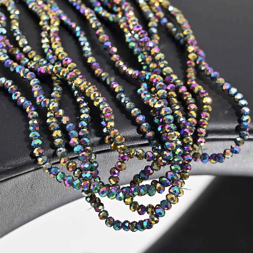 1 Strand 4MM Artificial Crystal Glass Beads Round AB Clear Faceted Loose Spacer Bead for Jewelry Making DIY Bracelet Necklace