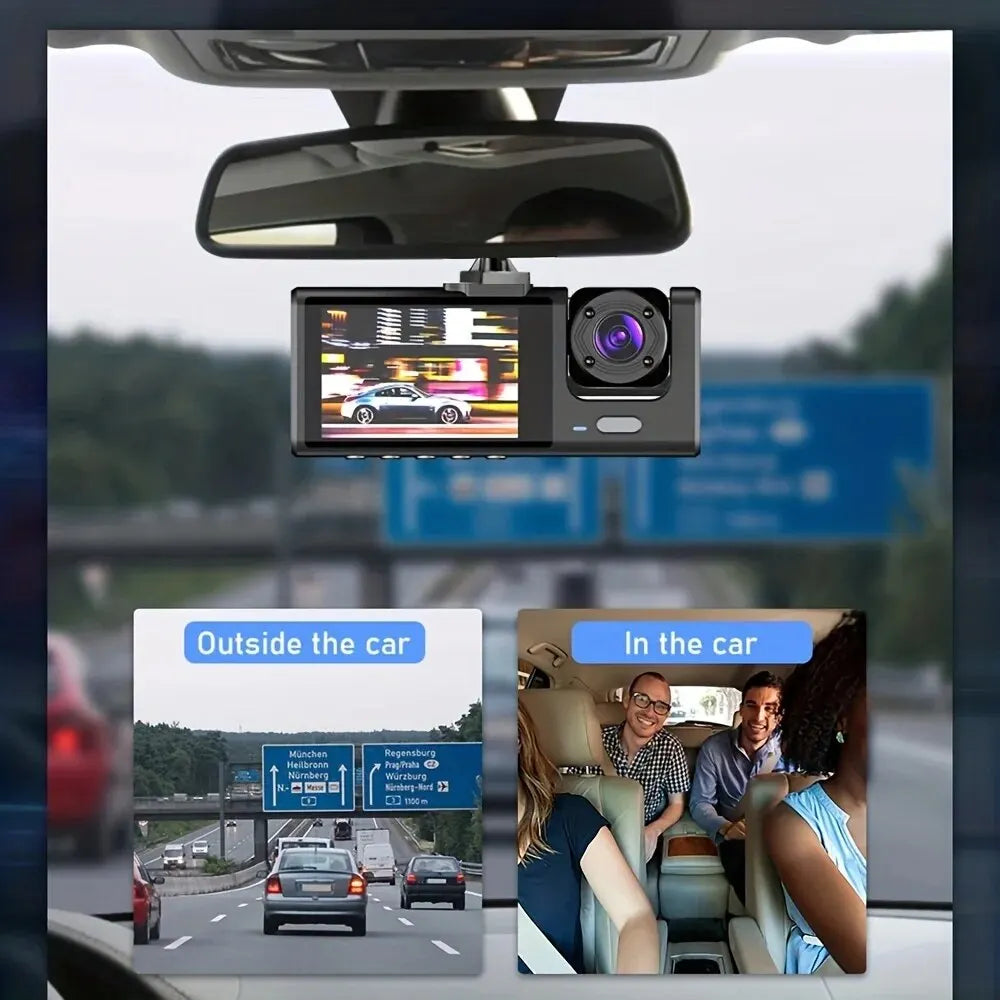 1080P Dual Lens Car Dash Cam – Front and Cabin Recording