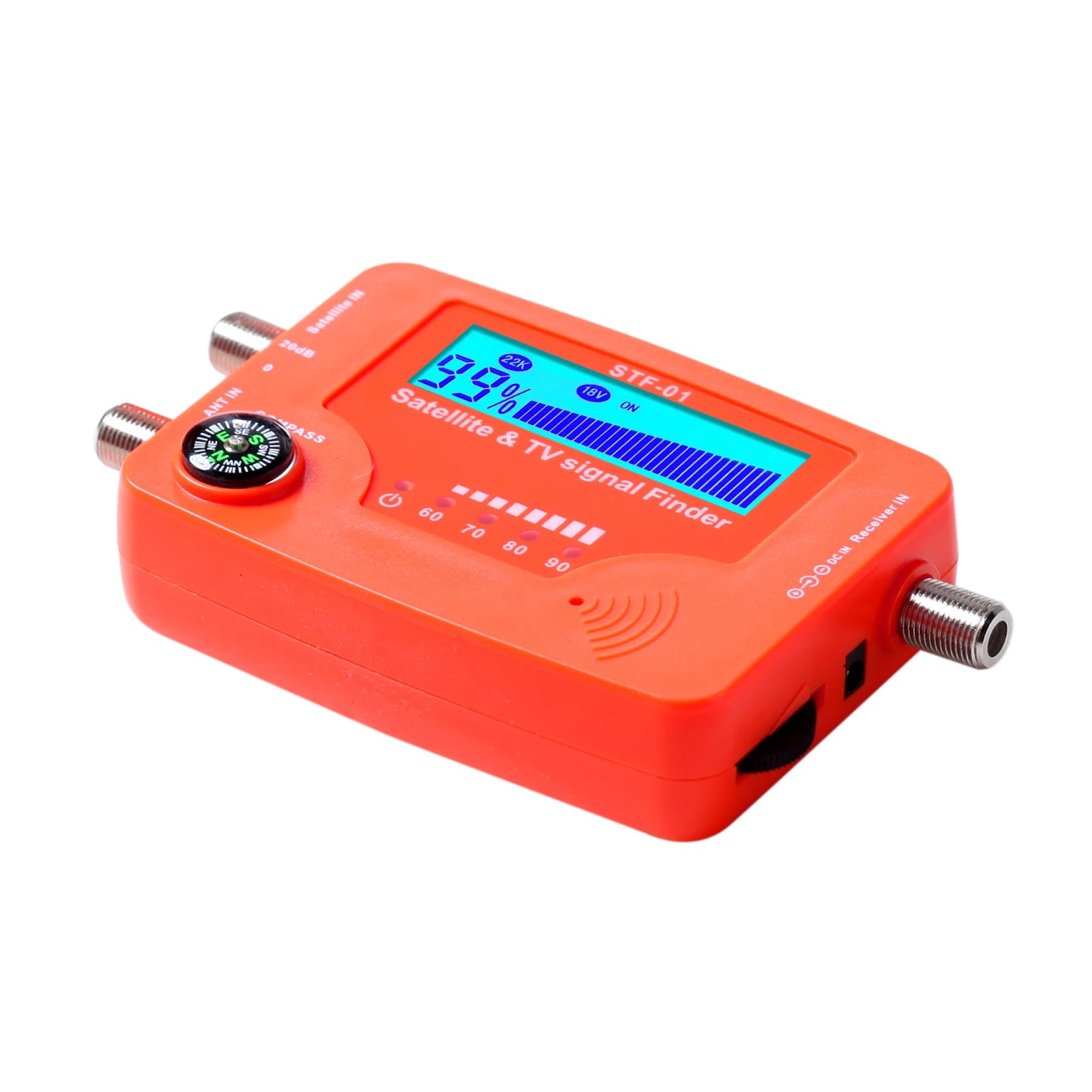 2 in 1 Satellite and TV Signal Finder LCD Digital Satellite Finder TV Antenna Signal Strength Signal Meter with Compass Alarm