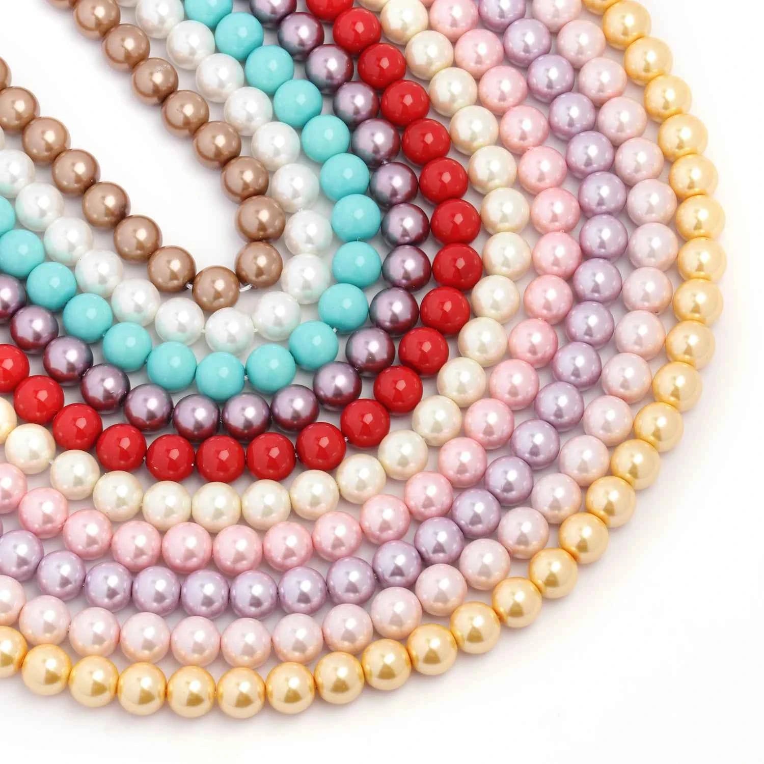 4 6 8 10mm Glass Beads Colorful Imitation Pearl Loose Spacer Round Smooth Beads For Diy Jewelry Making Handmade Bracelet Earring