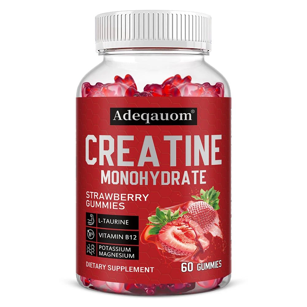 60 count-1 bottle Package Creatine Monohydrate Gummies 5 g – Muscle & Recovery