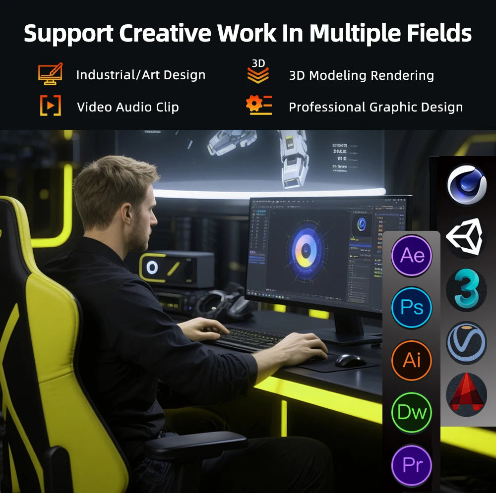 AIBOMAN Gamer Black Yellow AMD RX550 4GB GDDR5 Graphics Card 128Bit Dual Fan Computer Assembly Accessories Electric Office Games