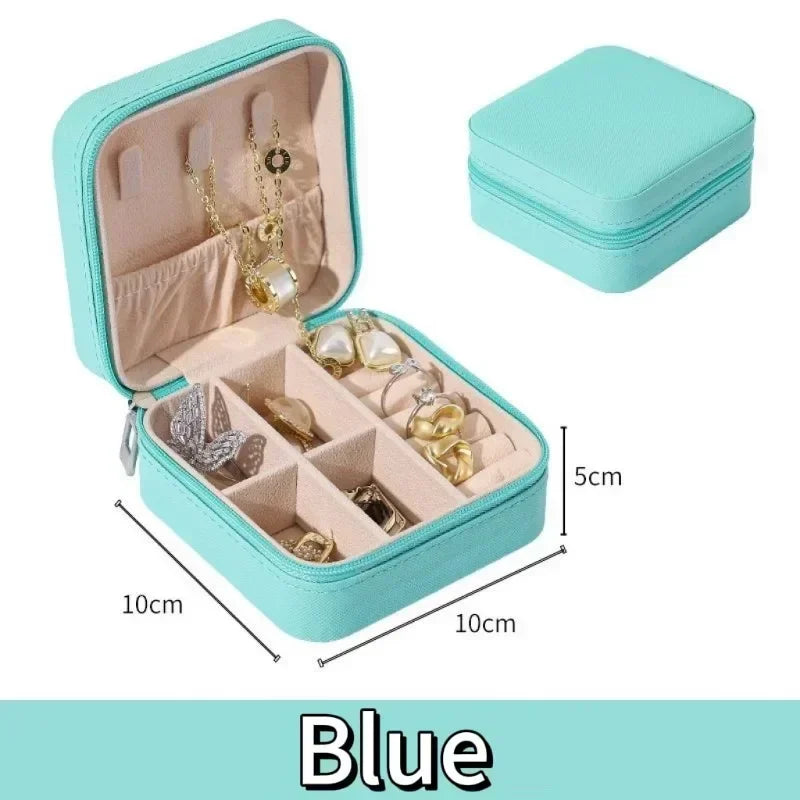Portable Mini Jewelry Storage Box Travel Organizer Jewelry Case Leather Storage Earrings Necklace Ring Jewelry Organizer Display