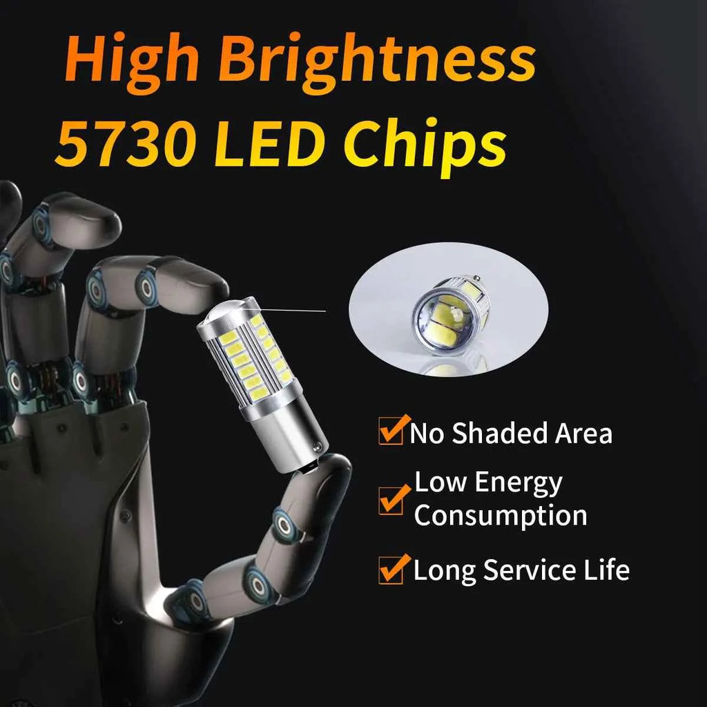 2pcs PY21W P21 5W 1156 Ba15s 1157 Bay15d 33 SMD Led Car Flash Brake Bulbs Lights Reverse Parking Lamps
