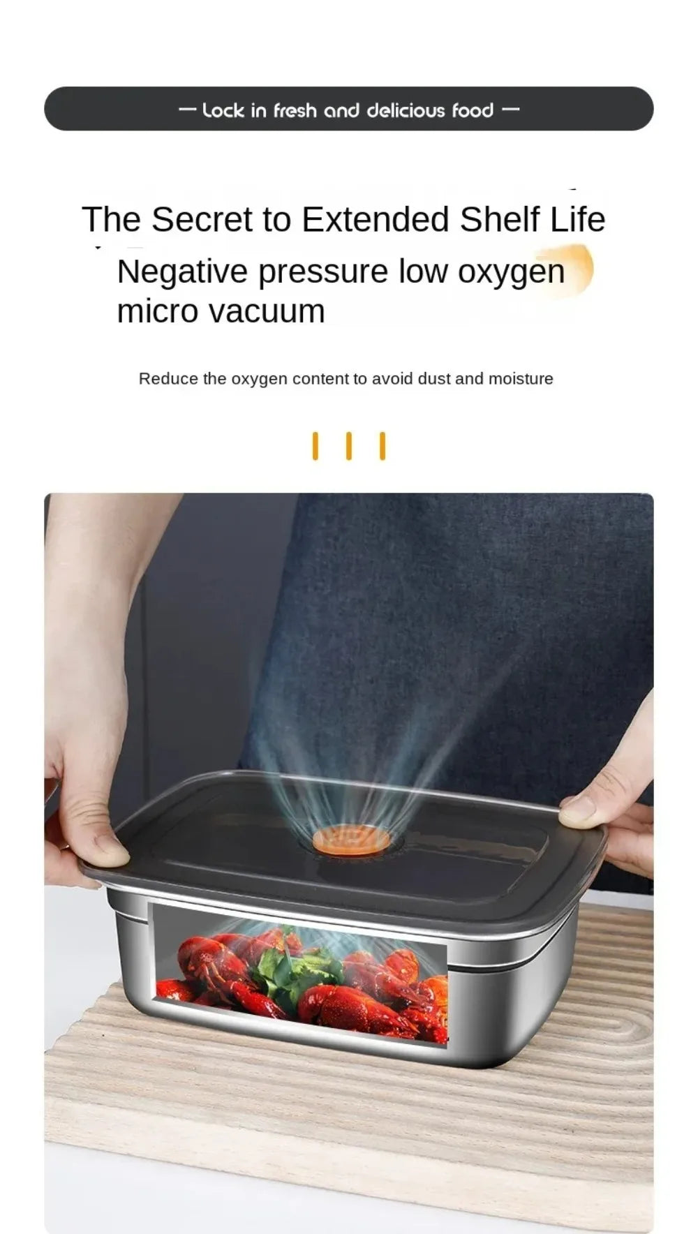 Stainless Steel Camping Lunch Box Sealed Microwave Suitable Bento Box Leak-proof Large Capacity Refrigerator Freezer Storage Box