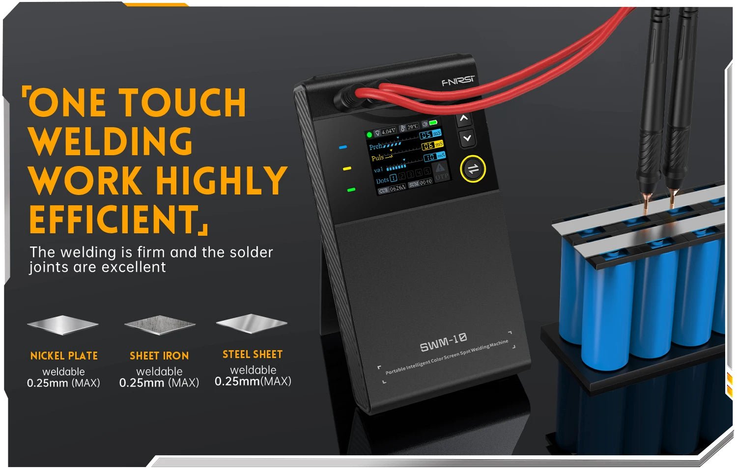 FNIRSI SWM-10 spot welder, 18650 battery assembly, up to 0.25mm, 5000mAh