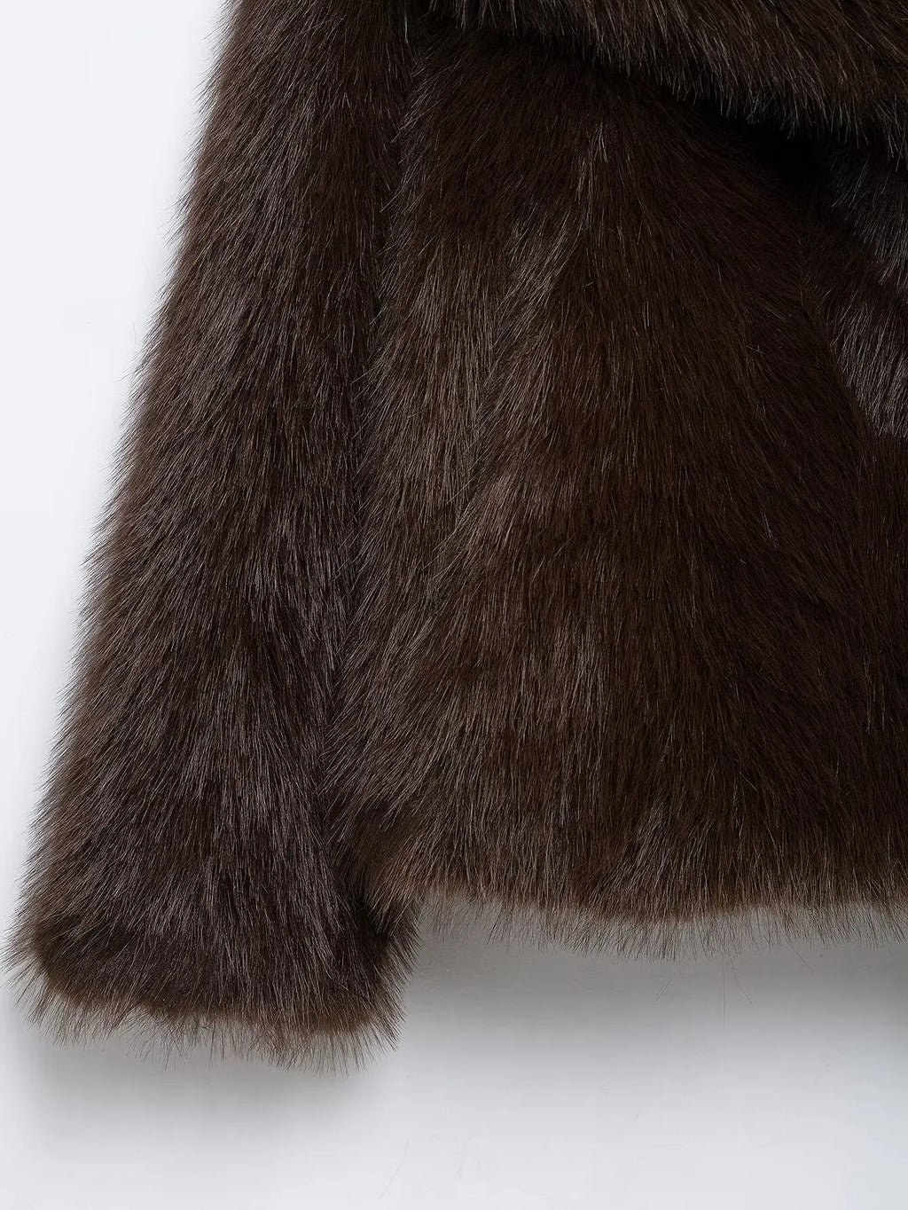 KONDALA Casual Brown Thick Fur Jackets Women Long Sleeve V Neck Autumn Winter Faux Fur Coats Fashion 2025 Streetwear Outwears