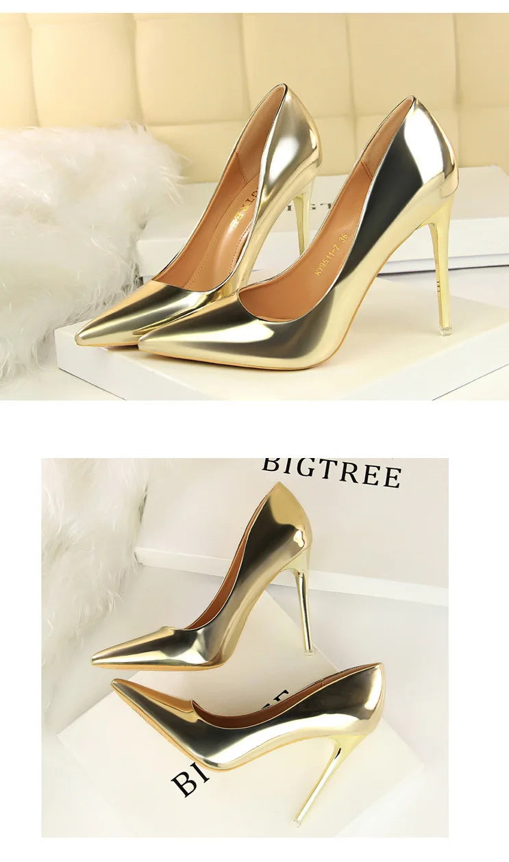 BIGTREE Shoes Classic Pumps Patent Leather Women Pumps Fashion Women Wedding Shoes High Heels Stiletto 10.5 Cm 7.5 Cm Lady Shoes