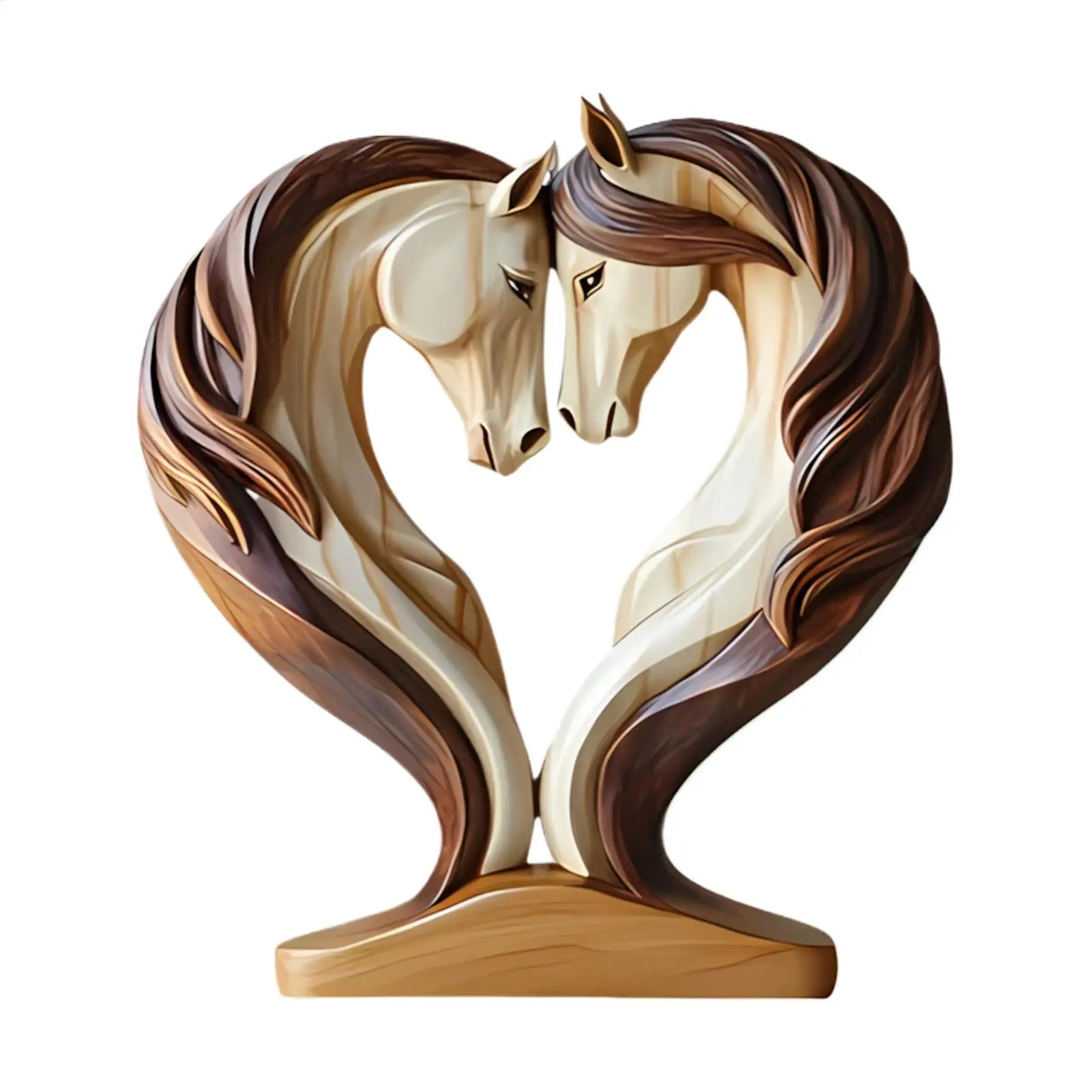 2D Wood Horse Room Decor Horse Statues Home Decor Snuggle Pose Animal Sculpture For Workplace Exhibition Hall Shelf Living Room