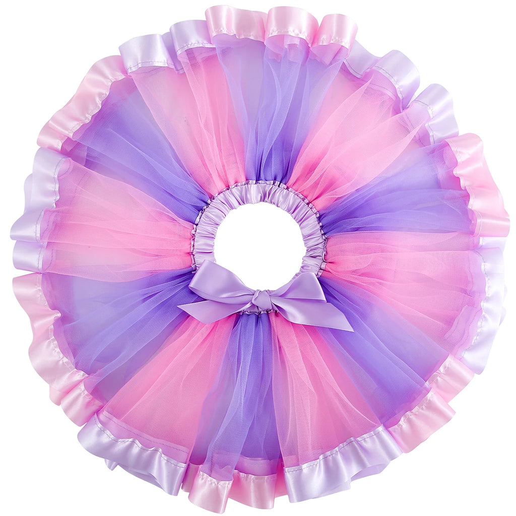 Mini skirt Party With Hairpin 2024 Tutu Skirt Baby Girl Skirts Princess Rainbow Tulle Skirts Girls Clothes Children Clothing