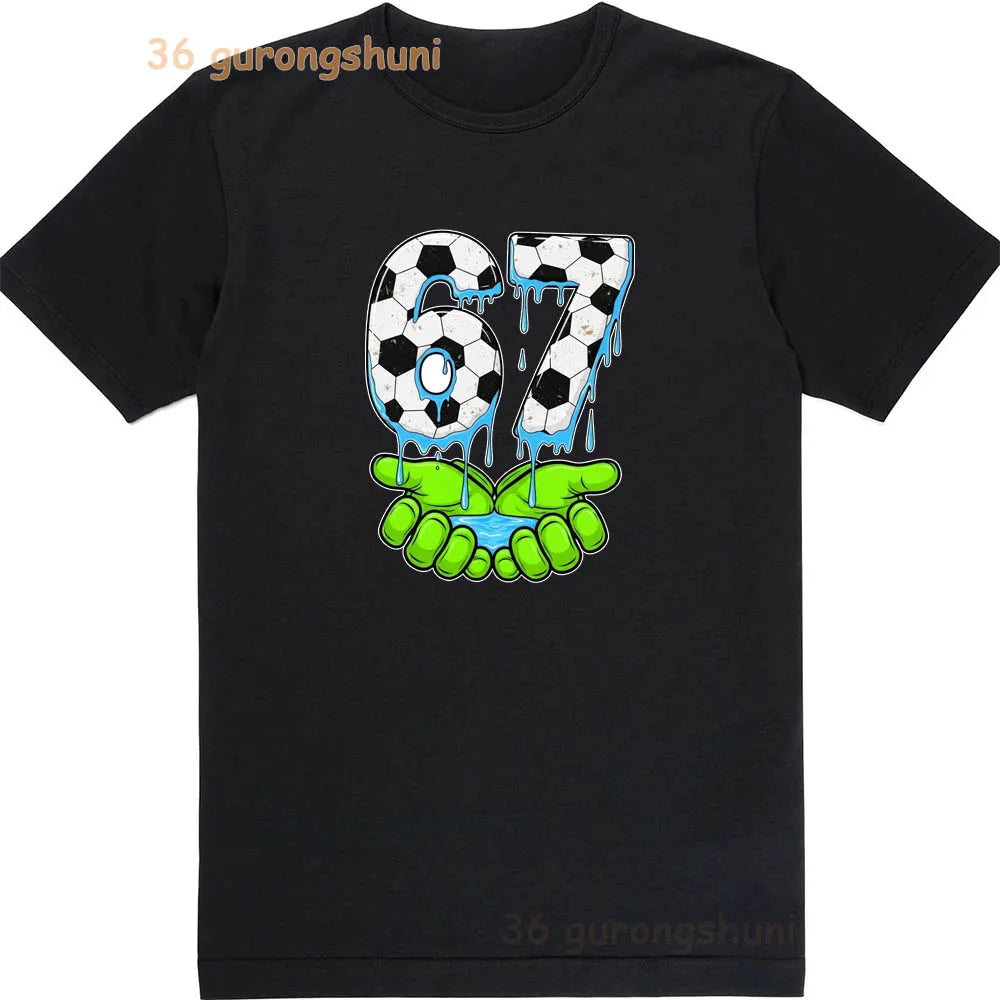 Children 67 print Clothes Kids black T Shirt For Boys Shirts baby T-shirts 6 7 summer Tops For Girl clothing boy Short Sleeve