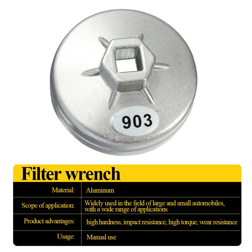 Auto Oil Filter Socket Wrench 903 74MM Aluminum General Purpose 14 Auto Filter Removal Tool Auto Repair Accessories Tool