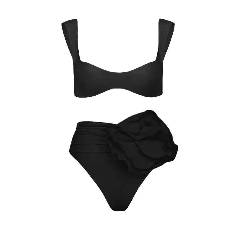 2026 New Sexy White 3D Flower Solid Two Piece Push Up Bikini Set Luxury Swimwear Women Swimsuit Beachwear Summer Bathing Suit