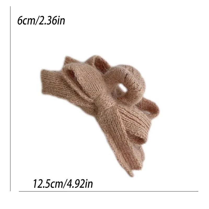 Korean-Style Autumn And Winter Bow Knit Simple Hair Clip Fashionable Ladies' Updo Shark Clip Hair Accessory