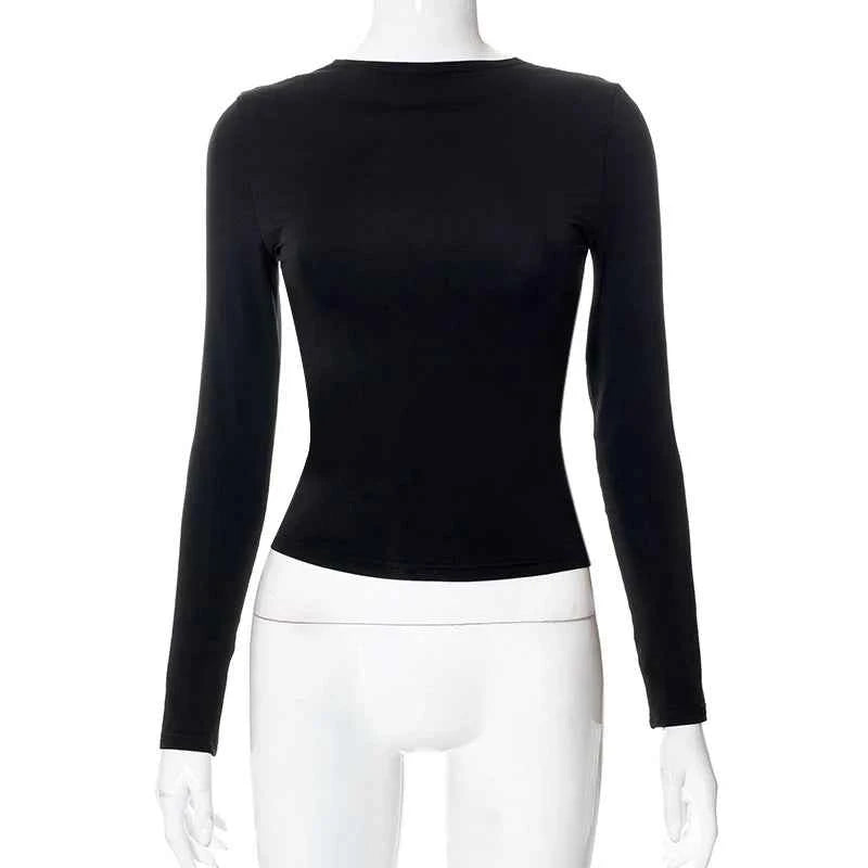 Backless Short Sleeve Blue Y2K Crop Top Women Casual O Neck  Summer T Shirts Sexy Vintage Cut Out