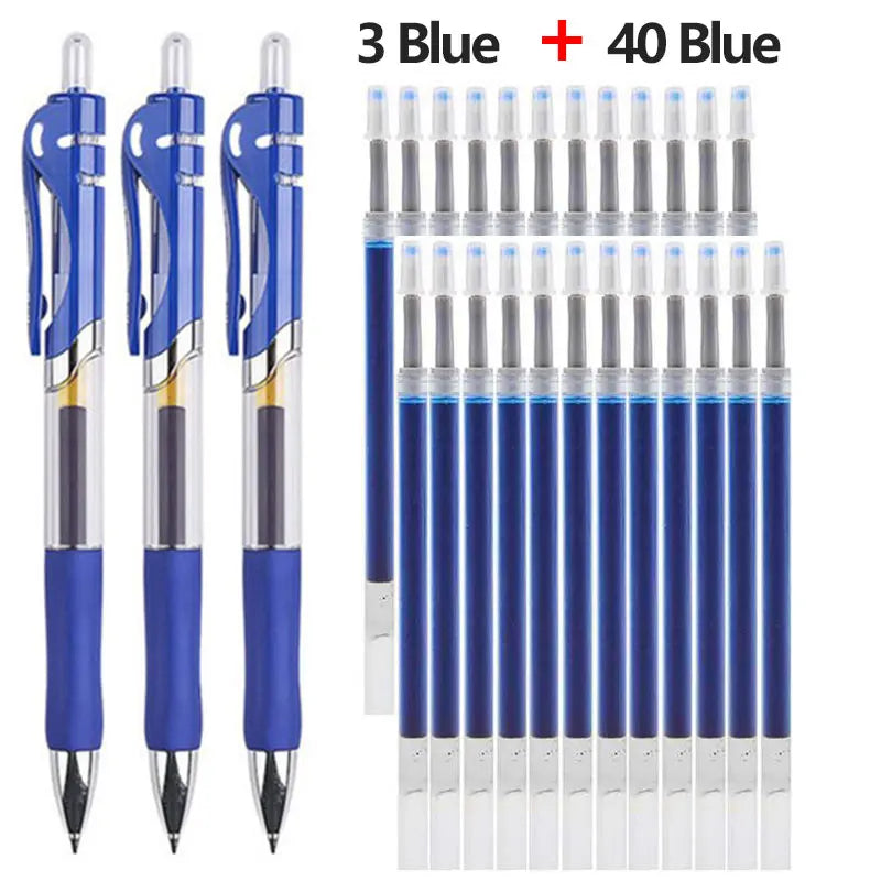 43 PCS Gel Pens & Refills Set Stationery Kawaii writing pen Black/red/blue ink 0.5 mm blue ballpoint pen Office school supplies