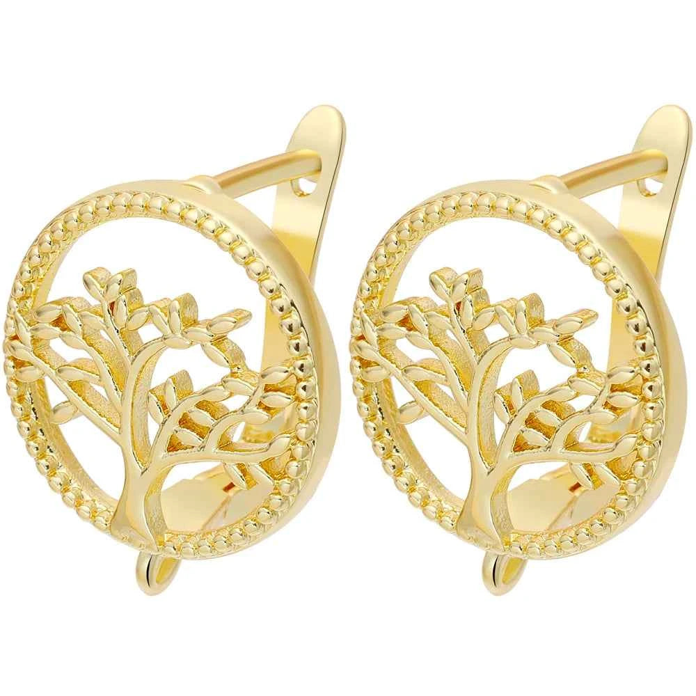 Juya Handmade 18K Real Gold Plated Earwire Fasteners Earring Hooks Accessories For DIY Women's Anti-Allergy Earrings Making