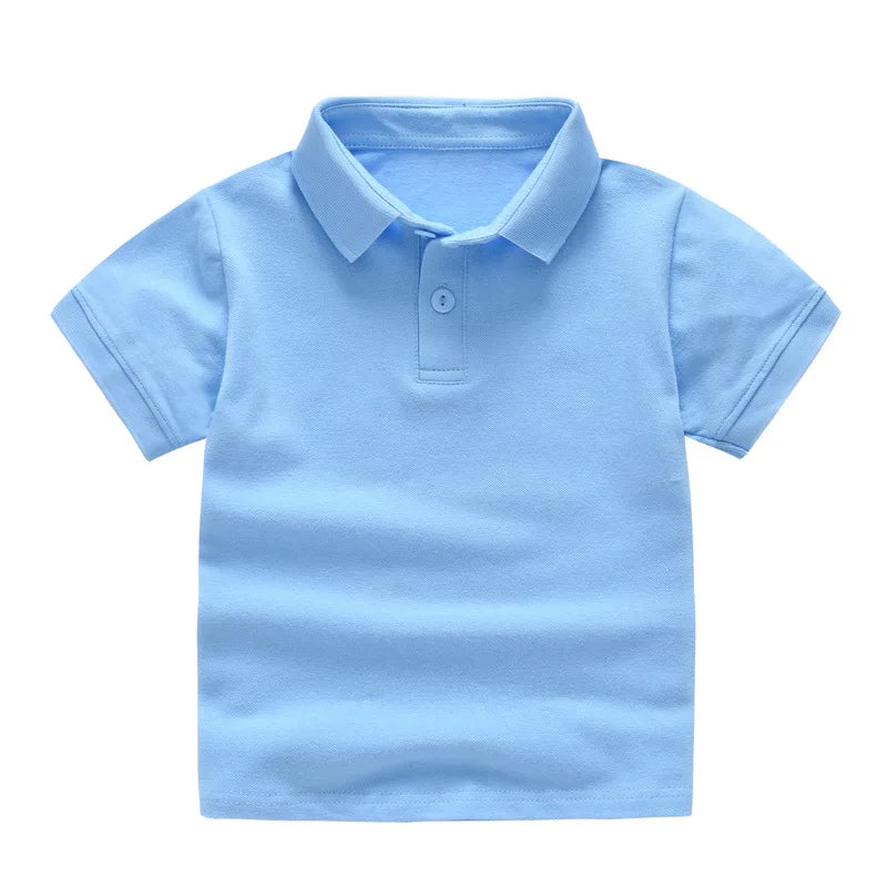 Summer Baby Boys Short Sleeve Solid Polo T-shirt Kids Cotton Clothes Toddler Girls Classical Polos T Shirt Tops School Uniform