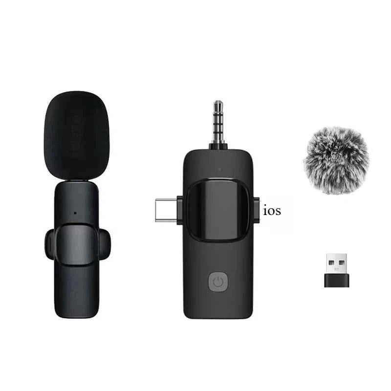 Wireless Lavalier Microphone 2.4G Audio Video Recording Noise Cancelling for iPhone iPad Android Xiaomi Samsung Live Game Mic