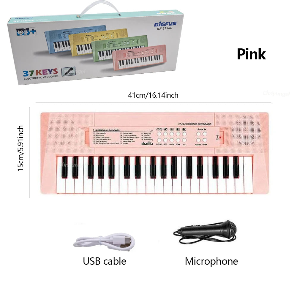 Chriyungel 37 Keys Kids Electronic Keyboard Piano with Microphone Musical Instrument Educational Toys Gift for Boy Girl Toddler