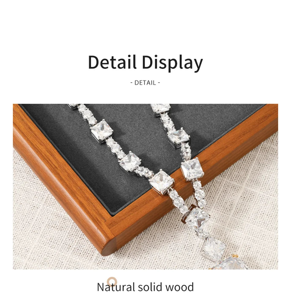 Oirlv Gray Wooden Jewelry Tray  Jewelry Display Viewing Plate Ring Pendant Bracelet Storage Plate Display Tray Jewelry Organizer